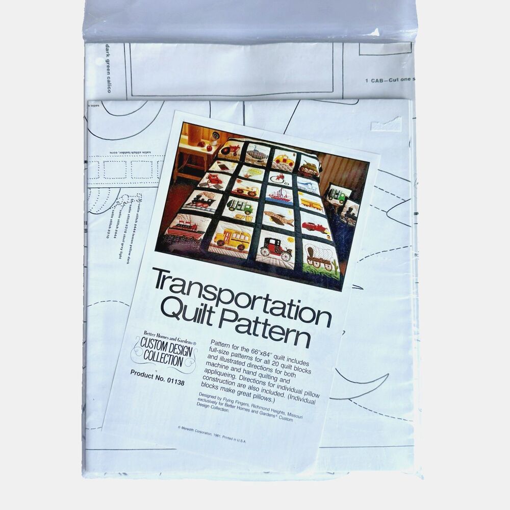 Boys Quilt Pattern Better Homes Gardens Transportation Cars Bus Truck 66 X 84
